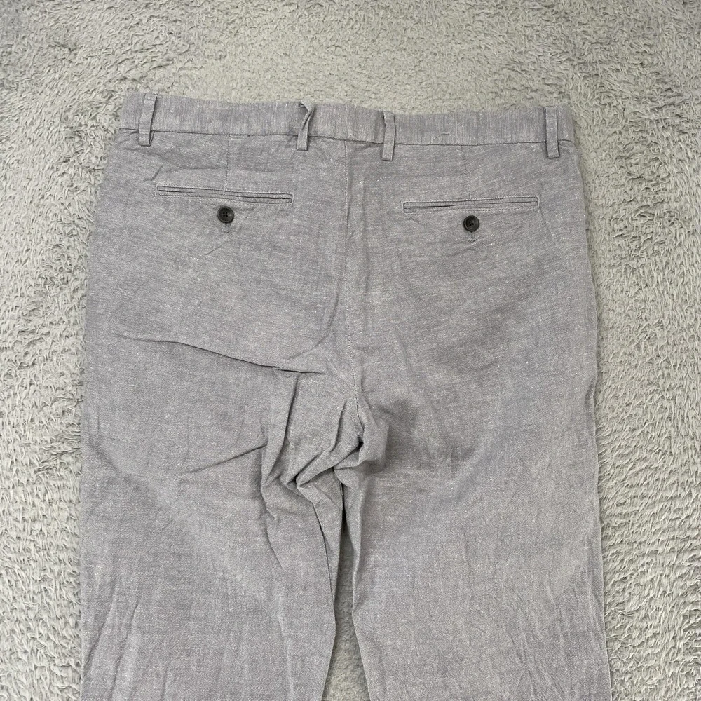 Banana Republic Kentfield Pants Mens 33x30 Linen Cotton Gray Taper Chino Summer‎